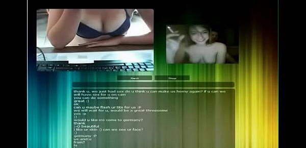  Chatroulette girl showing all to a fake video of a couple  D 01